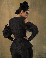 Shadowed Cut Out Puff Sleeve Blazer