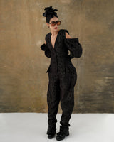 Shadowed Cut Out Puff Sleeve Blazer