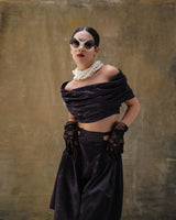 Shadowed Ruched Bandeau Top & High-Waisted Bermuda Shorts