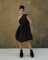 Shadowed One Shoulder Puffball Shift Dress