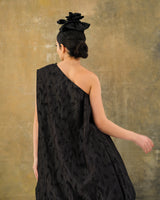 Shadowed One Shoulder Puffball Shift Dress