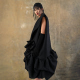 Shadowed Asymmetrical Ruffled Dress