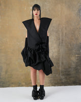 Shadowed Asymmetrical Ruffled Dress