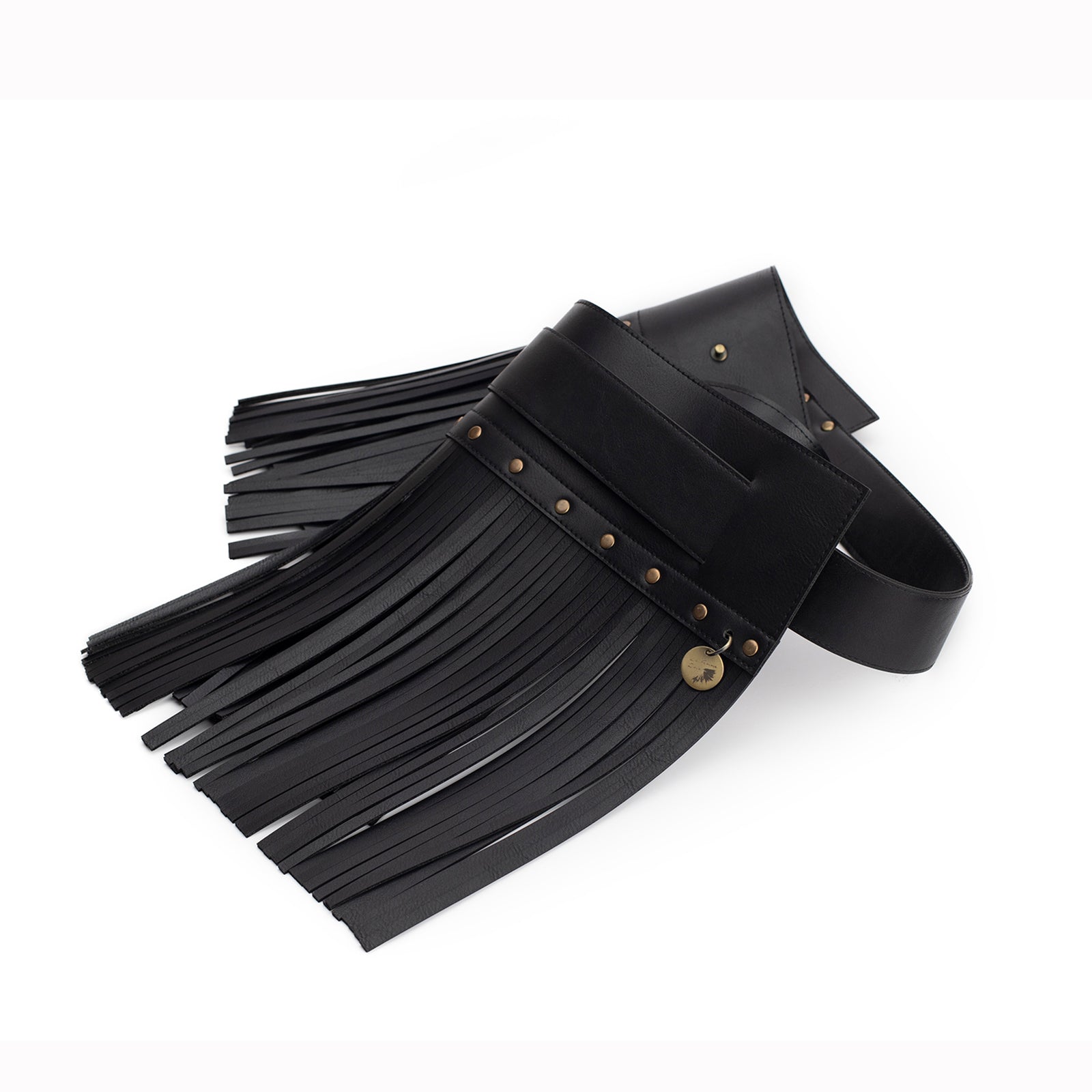 Black Leather Double Buckle Long  Fringe Belt NWT $_57.JPG?set_id=880000500F main image 4